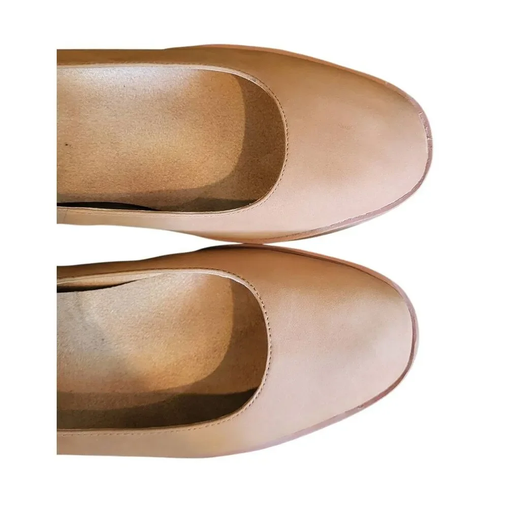 Vionic Wedge Pump Women's 9 Tan Sereno Nubuck Leather Comfort Orthopedic